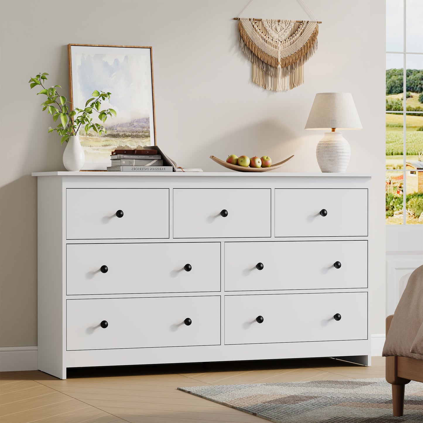 7 Drawer Dresser, Modern Chests of Drawers Wood Adult Storage Cabinet for Bedroom Living Room Hallway Entryway
