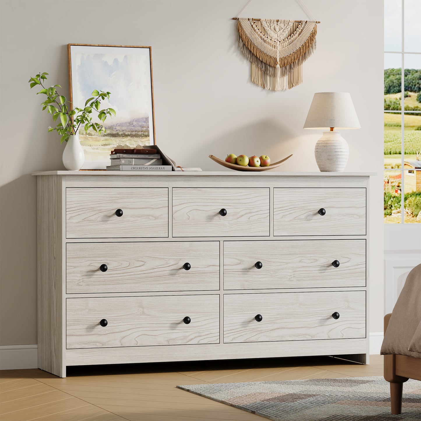 7 Drawer Dresser, Modern Chests of Drawers Wood Adult Storage Cabinet for Bedroom Living Room Hallway Entryway