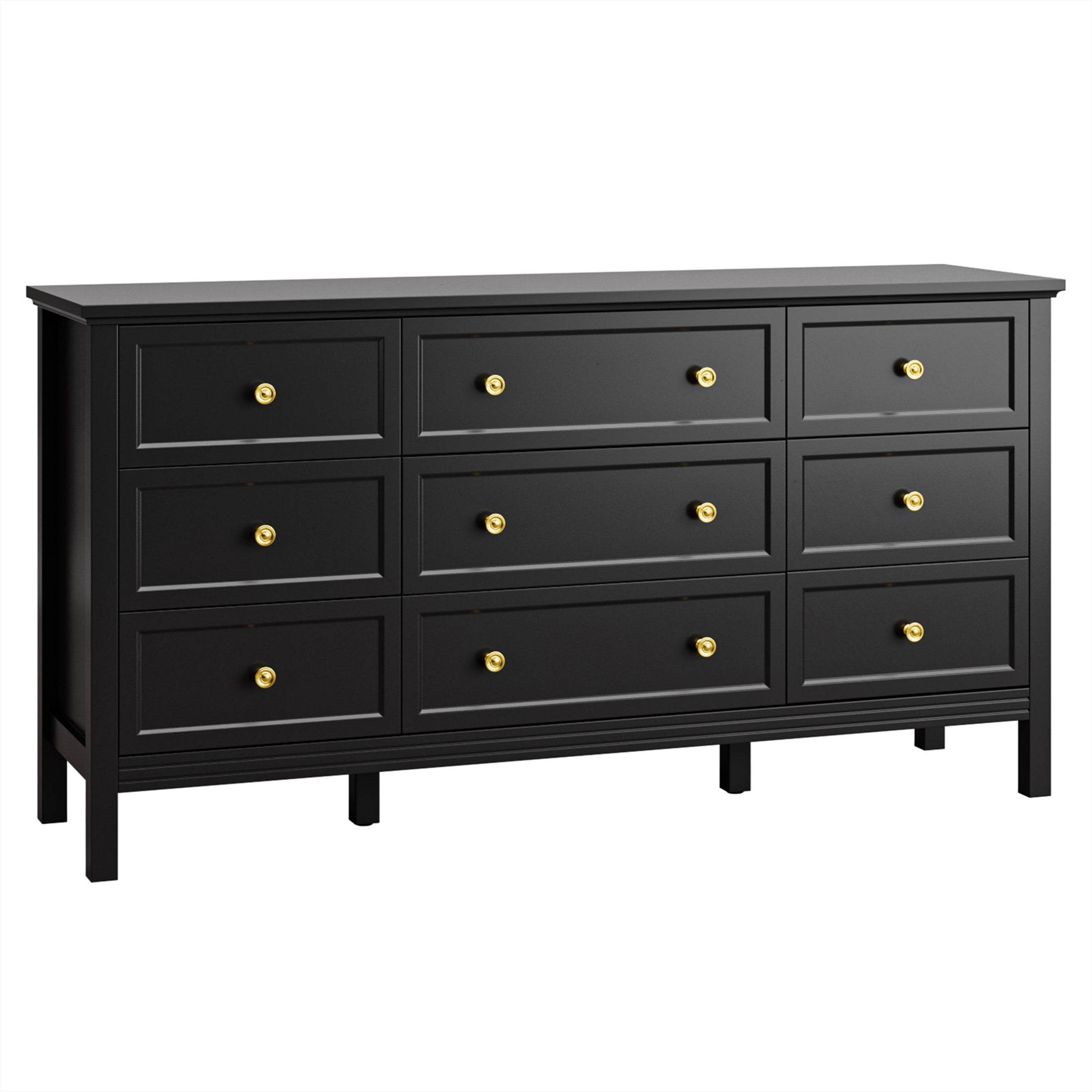 9 Drawer Dresser Retro Wood Adult Dresser with Metal Handles for Bedro   YouTrend
