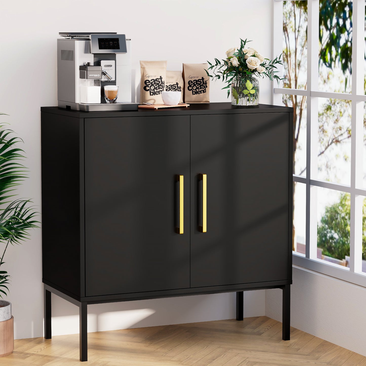 Storage Cabinet with 2 Doors,Wood Accent Cabinet for Living Room Bedroom Entryway