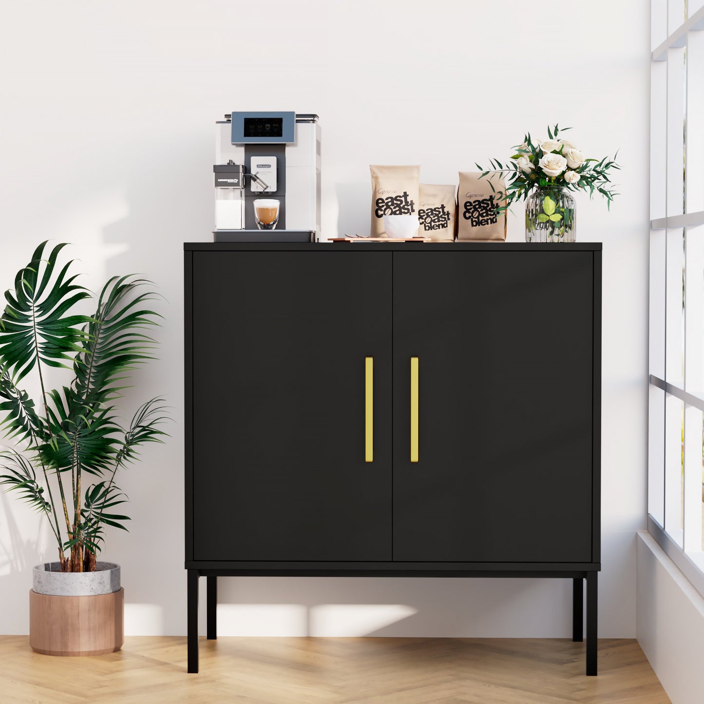 Storage Cabinet with 2 Doors,Wood Accent Cabinet for Living Room Bedroom Entryway