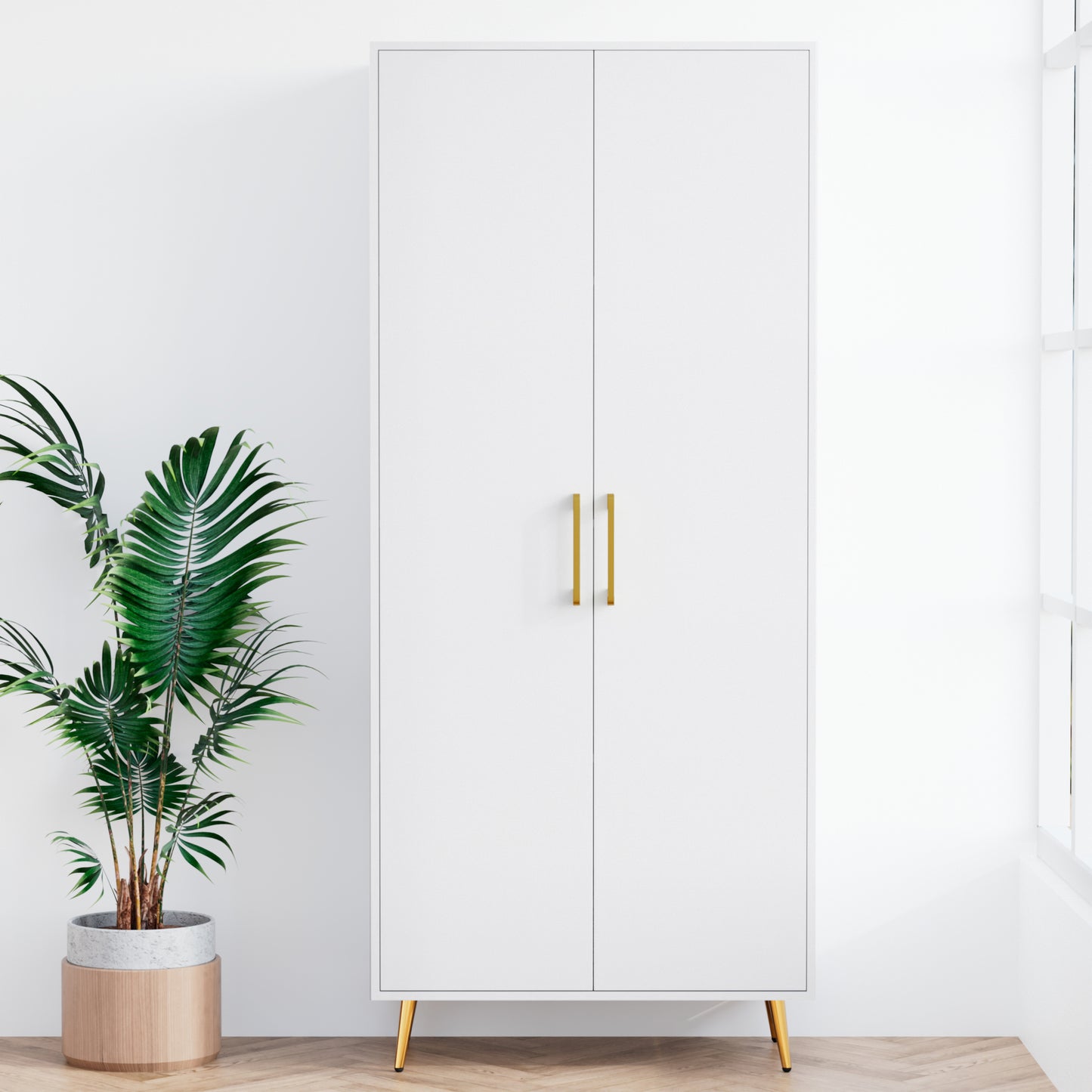 69'' Tall Storage Cabinet,Wood Pantry Cabinet with 4 Shelves & 2 Doors for Living Room, Kitchen, Bathroom, Office