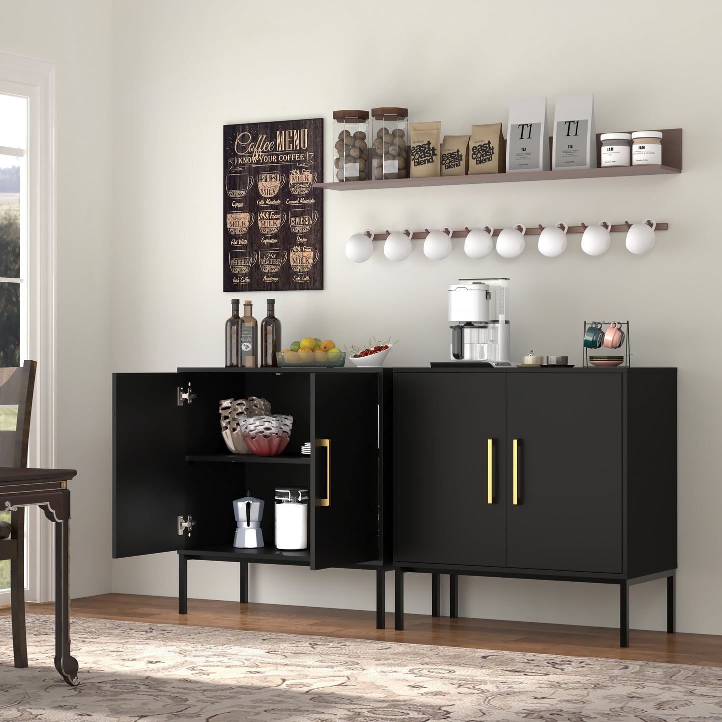 Storage Cabinet with 2 Doors,Wood Accent Cabinet for Living Room Bedroom Entryway