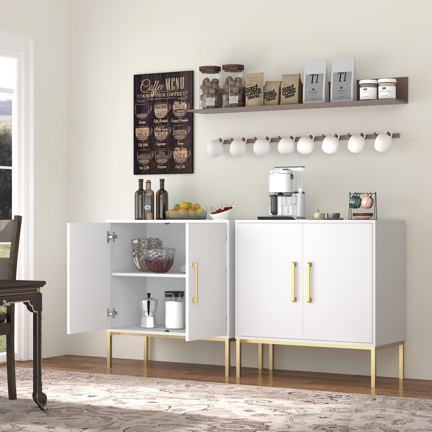 Storage Cabinet with 2 Doors,Wood Accent Cabinet for Living Room Bedroom Entryway