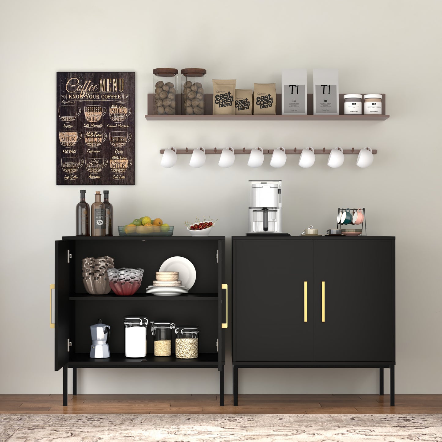 Storage Cabinet with 2 Doors,Wood Accent Cabinet for Living Room Bedroom Entryway