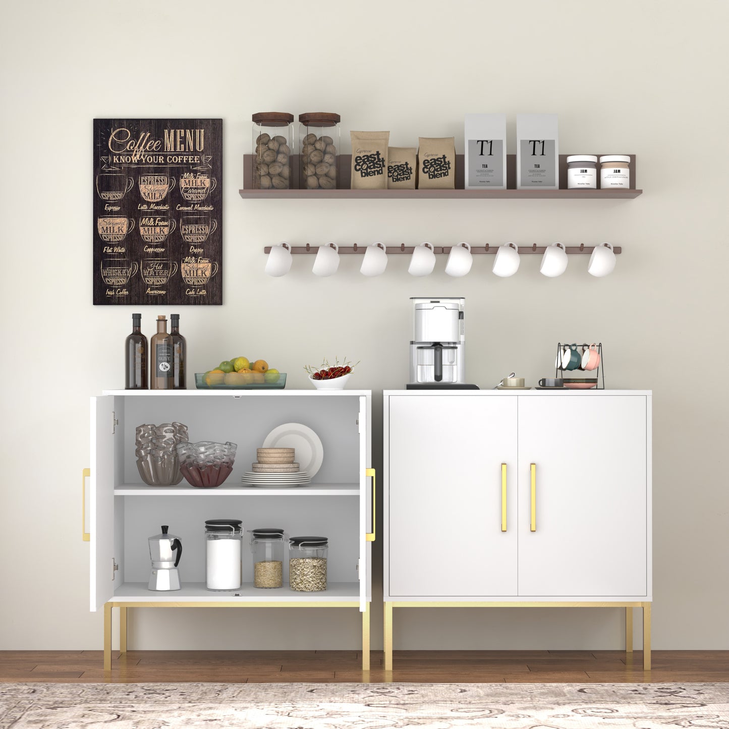 Storage Cabinet with 2 Doors,Wood Accent Cabinet for Living Room Bedroom Entryway