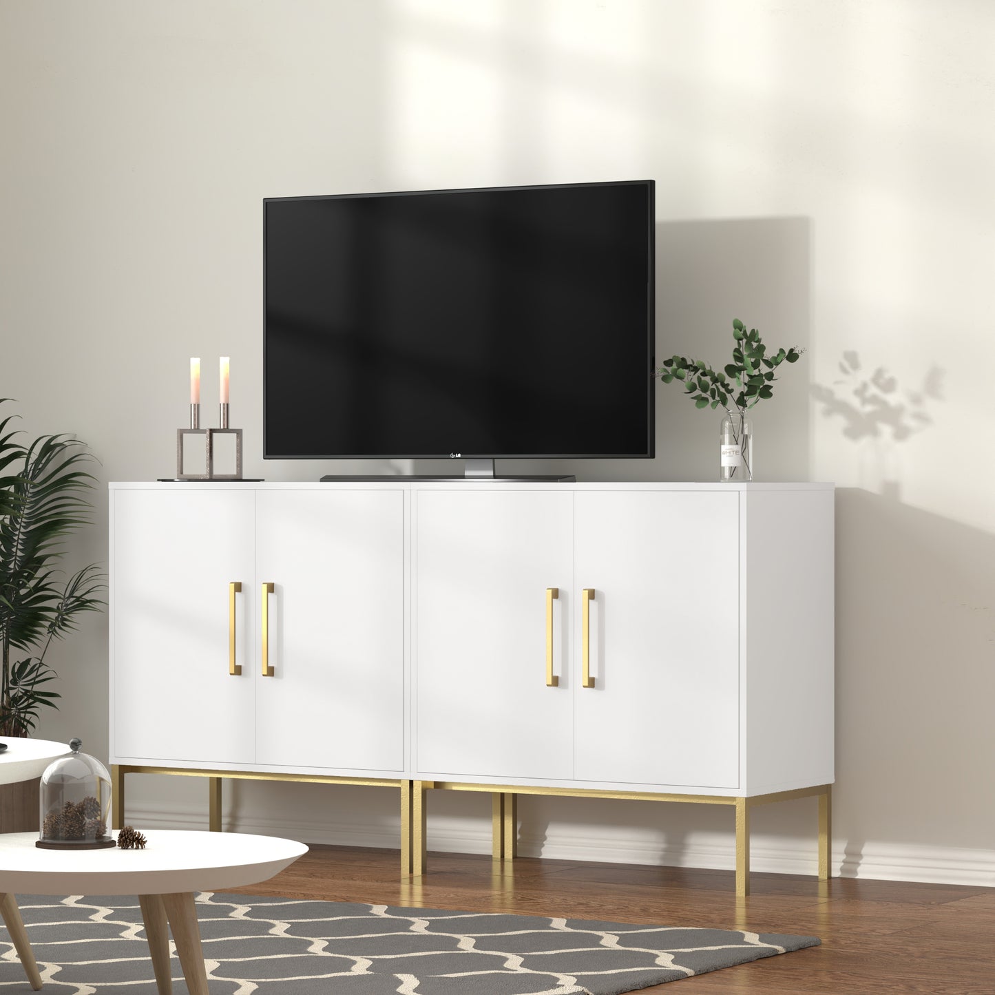 Storage Cabinet with 2 Doors,Wood Accent Cabinet for Living Room Bedroom Entryway