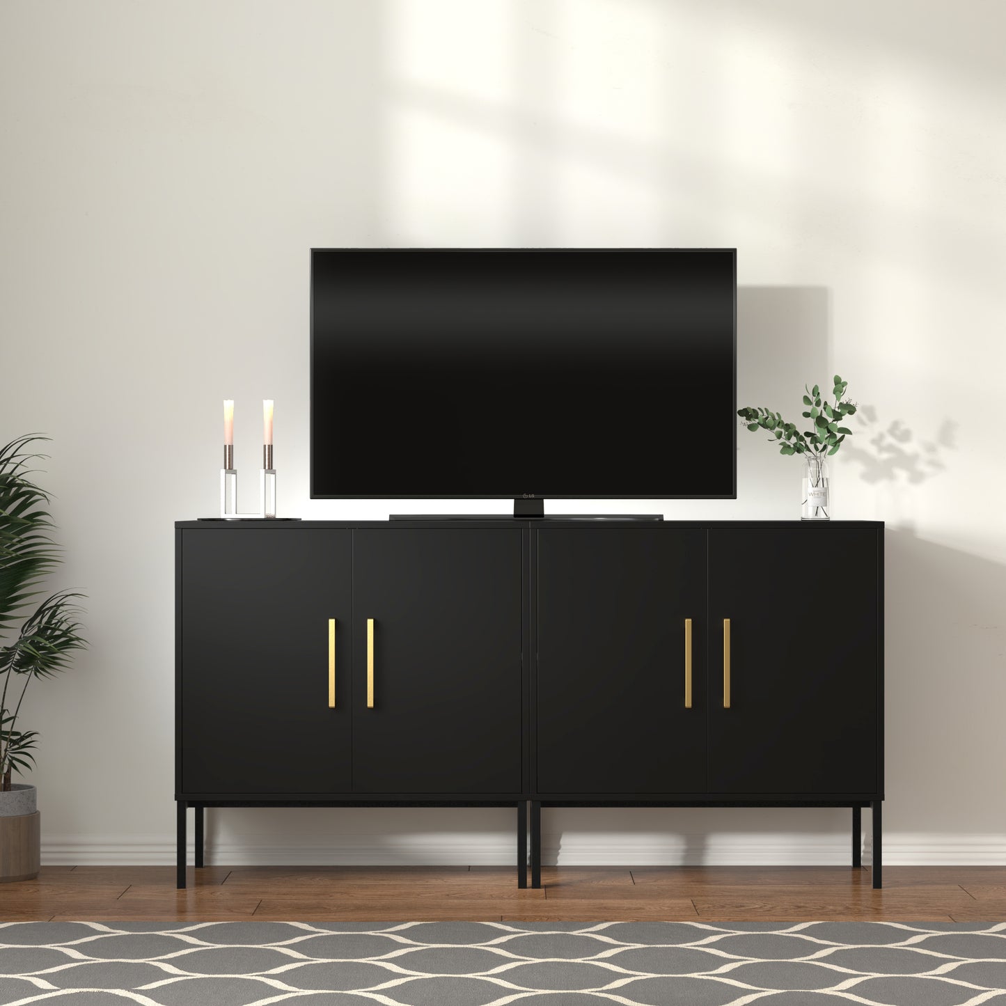 Storage Cabinet with 2 Doors,Wood Accent Cabinet for Living Room Bedroom Entryway