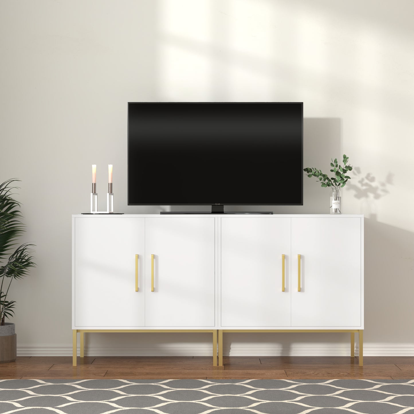 Storage Cabinet with 2 Doors,Wood Accent Cabinet for Living Room Bedroom Entryway