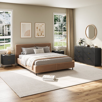 YouTrend 7 Drawer Dresser and Nightstand Sets for Bedroom,3 Piece Bedroom Dresser Set,Fluted Dressers and Nightstands, Modern Bedroom Set