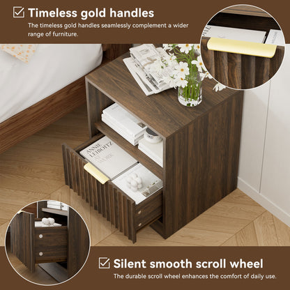 YouTrend Nightstand Set of 2 with 2 Drawers for Bedroom, Small End Table for Adults, Wooden Storage Cabinet for Living Room