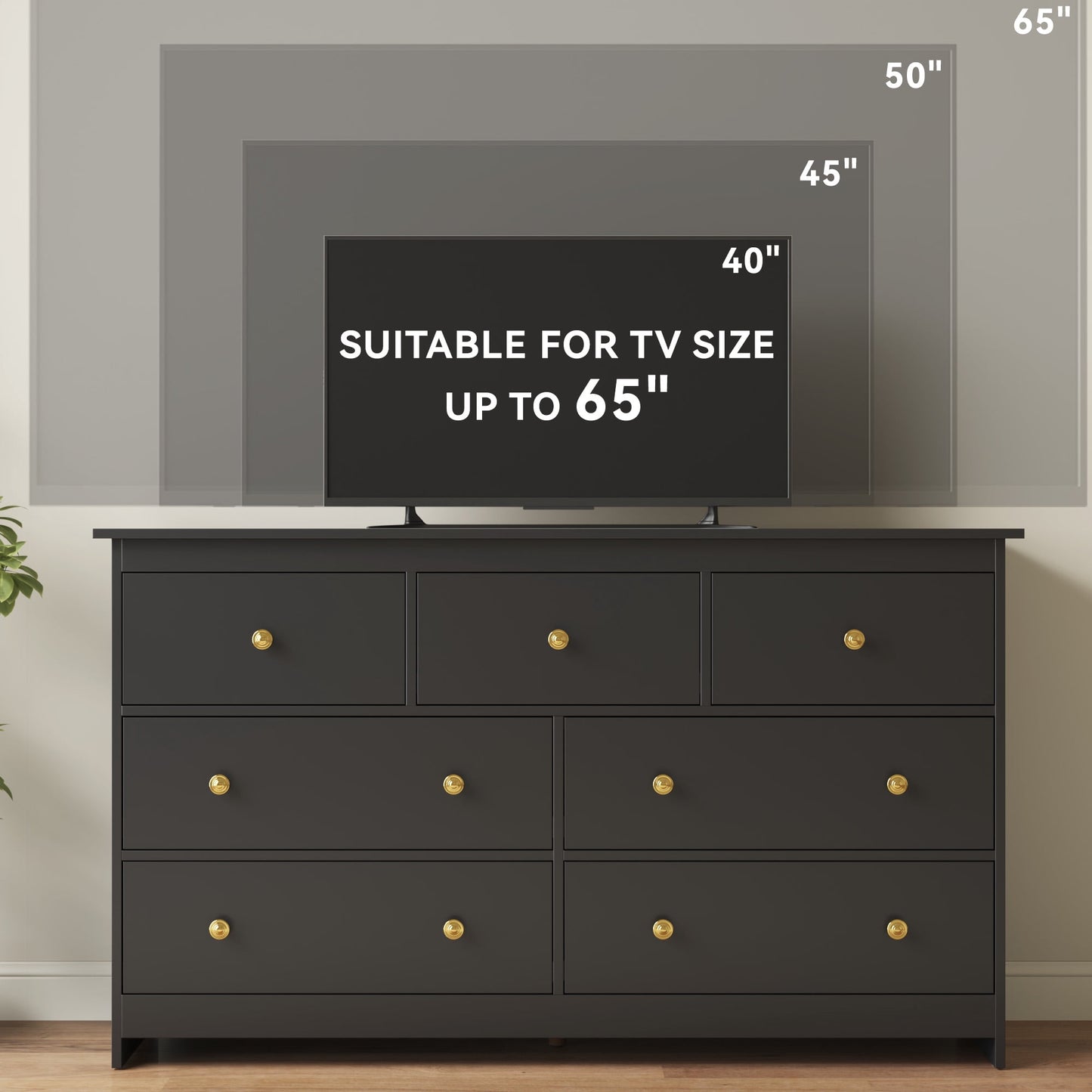 ASTUVIA 7 Drawer White Dresser for Bedroom - Wide TV Stand with Anti-Tip Metal Rails