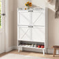 Shoe Storage Cabinet with 2 Flip Drawers, Farmhouse Shoe Organizer for Entryway