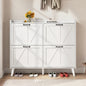 Shoe Storage Cabinet with 4 Flip Drawers, Farmhouse Shoe Organizer for Entryway