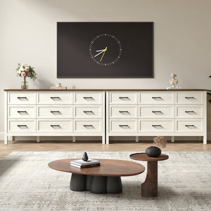9 Drawer Farmhouse Dresser,Wood Adult Rustic Chest of Drawer with Metal Handles for Bedroom Living Room Hallway