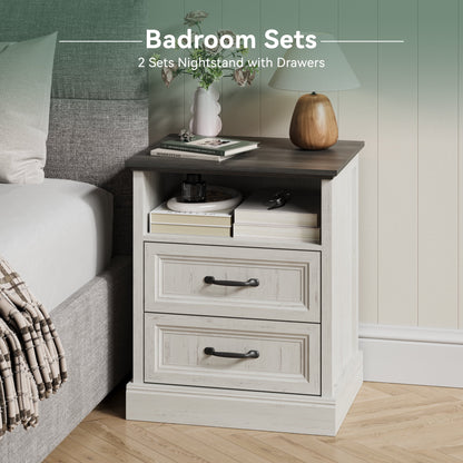 YouTrend 7 Drawer Dresser and Nightstand Sets for Bedroom,3 Piece Bedroom Dresser Set,Fluted Dressers and Nightstands, Modern Bedroom Set