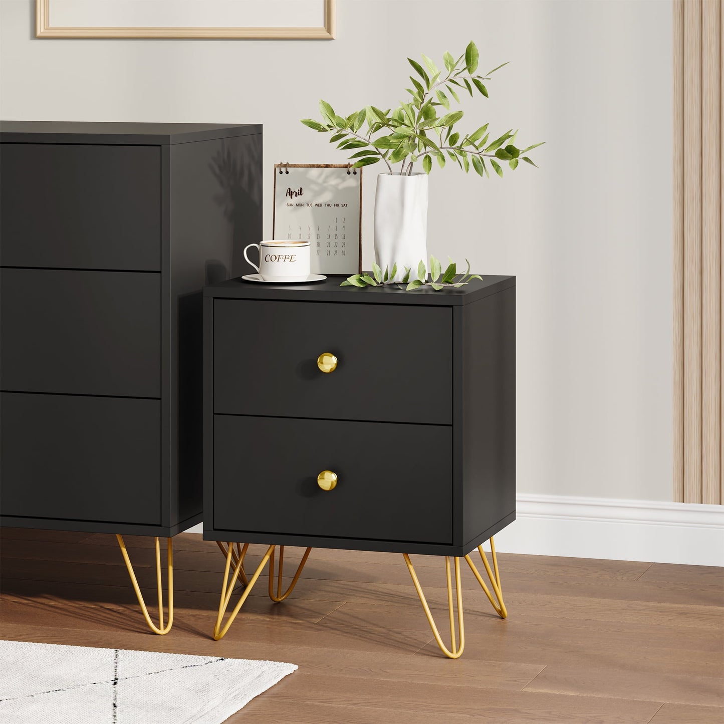 YouTrend Dresser and Nightstand sets,7 Drawer Dresser for Bedroom, 3 Piece Bedroom Dresser Set for Adult,Black