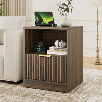 YouTrend Nightstand Set of 2 with 2 Drawers for Bedroom, Small End Table for Adults, Wooden Storage Cabinet for Living Room