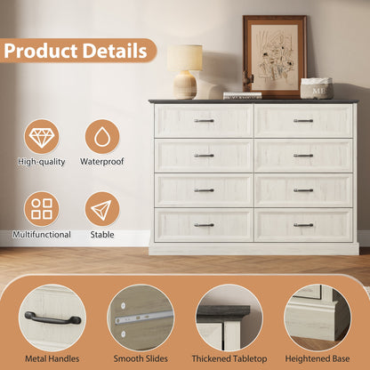 YouTrend Rustic 9-Drawer Wood Dresser, Large Storage Chest Organizer with Metal Handles for Bedroom, Living Room, Farmhouse Style Furniture,Gray