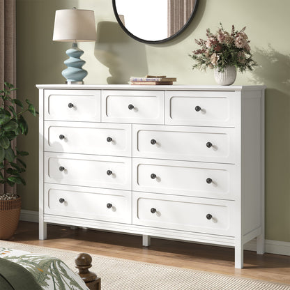 YouTrend 8-Drawer Dressers for Bedroom,55.1"Width Modern Chest of Drawer with Metal Handlesfor Living Room,Hallway,Entryway,White