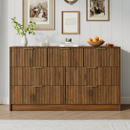 YouTrend Dresser for Bedroom with 7 Drawers,Fluted Dresser with Metal Handle,Modern Chest of Drawer TV Stand,Wood Closet Clothes Storage Organizer for Living Room,Hallway