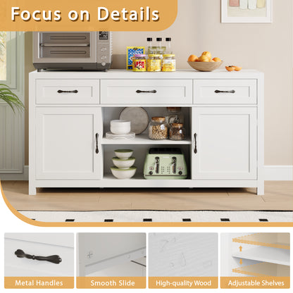 Farmhouse TV Stand for TVs up to 65'',Entertainment Center with Storage Cabinet for Living Room