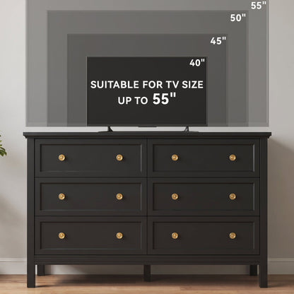 ASTUVIA White Dresser for Adult,6 Drawer Dresser for bedroom,Modern Wood Storage for Living Room