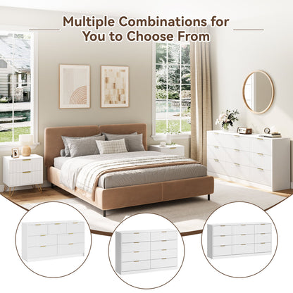 YouTrend 7 Drawer Dresser and Nightstand Sets for Bedroom,3 Piece Bedroom Dresser Set,Fluted Dressers and Nightstands, Modern Bedroom Set