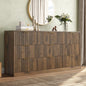 ASTUVIA 55.1" W Fluted 6 Drawer Dresser for Adult,Wooden Bedroom Dresser,Dresser TV Stand up to 65" for Living Room,Brown