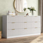 ASTUVIA 55.1" W Fluted 6 Drawer Dresser for Adult,Wooden Bedroom Dresser,Dresser TV Stand up to 65" for Living Room,Brown