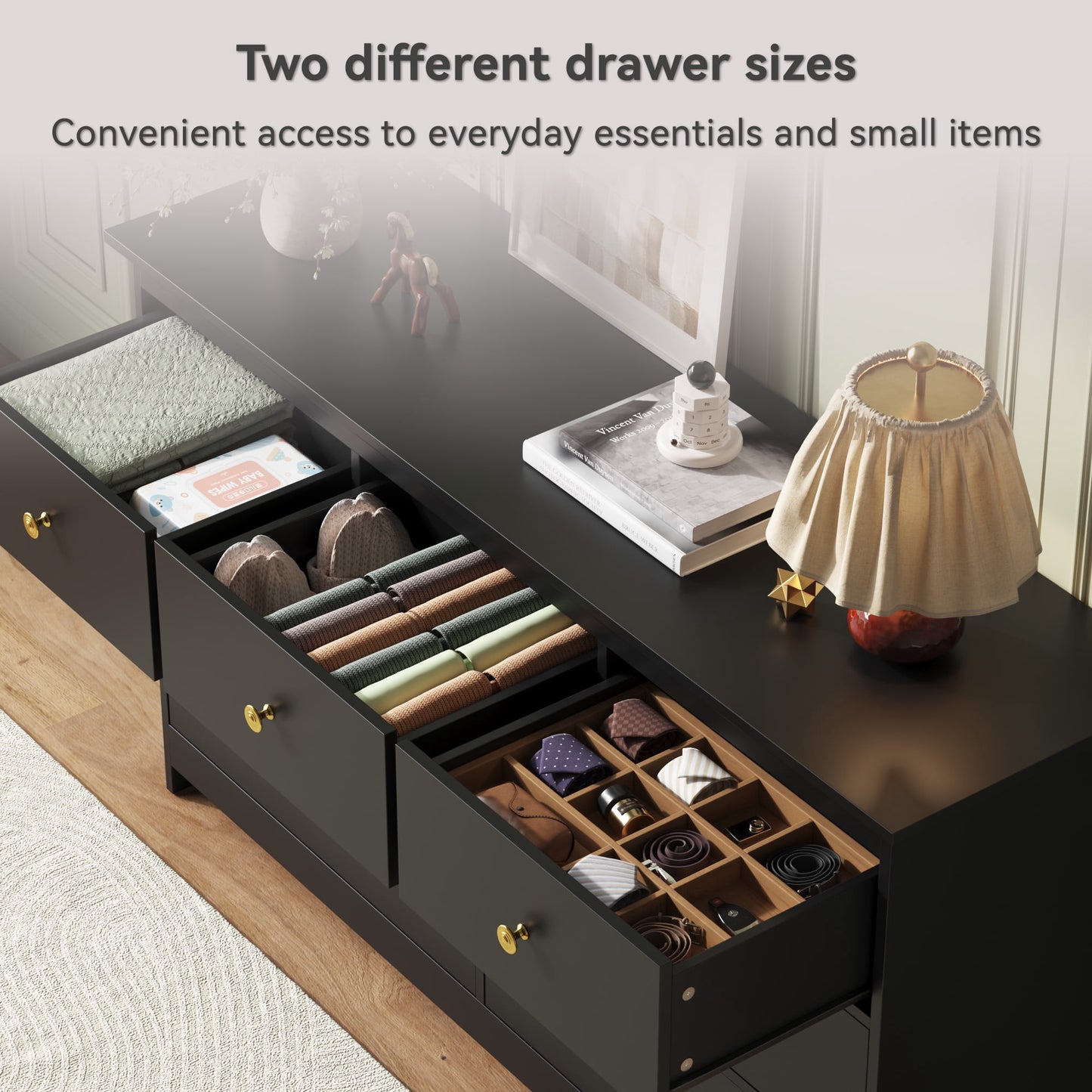 ASTUVIA 7 Drawer White Dresser for Bedroom - Wide TV Stand with Anti-Tip Metal Rails
