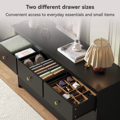 ASTUVIA 7 Drawer White Dresser for Bedroom - Wide TV Stand with Anti-Tip Metal Rails
