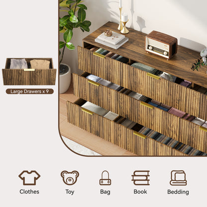 YouTrend 7 Drawer Dresser and Nightstand Sets for Bedroom,3 Piece Bedroom Dresser Set,Fluted Dressers and Nightstands, Modern Bedroom Set