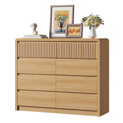 ASTUVIA 9 Fluted Drawers Dresser for Bedroom, 49.2" W Modern Chest of Drawers with Curved Profile Design, Mid Century Storage Dressers Organizer,Brown