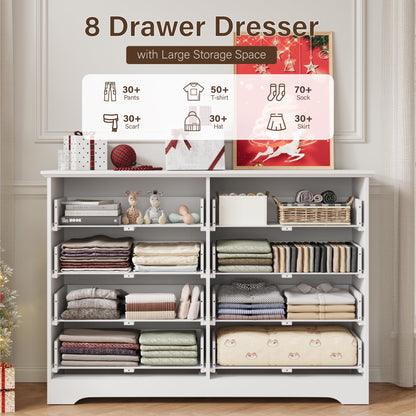 YouTrend 55.1" Wide Dresser for Bedroom, 10 Drawer Dresser with Large Drawers, Dresser for TVs Up to 65",Brown