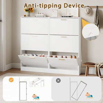 Shoe Cabinet with 3 Flip Drawers Narrow Storage Cabinet Organizer for Entryway