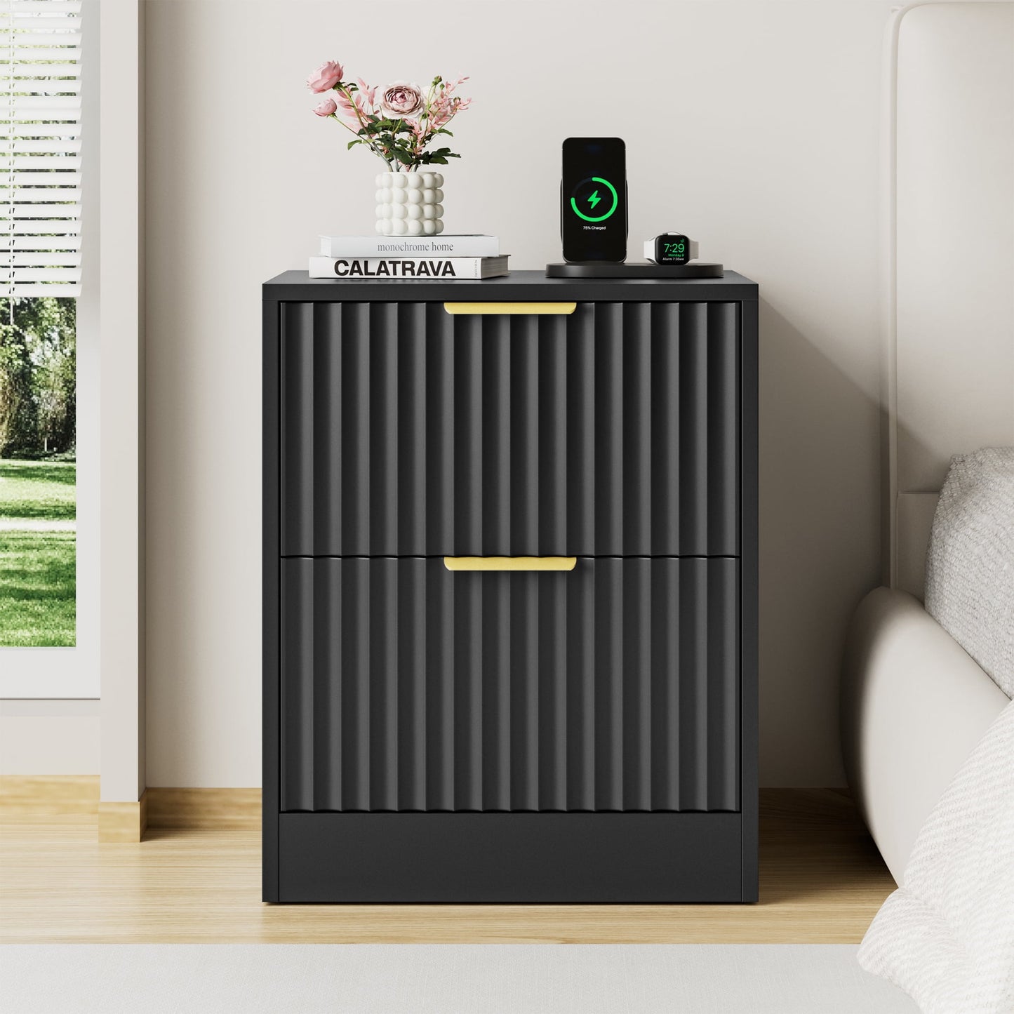YouTrend Nightstand Set of 2 with 2 Drawers for Bedroom, Small End Table for Adults, Wooden Storage Cabinet for Living Room