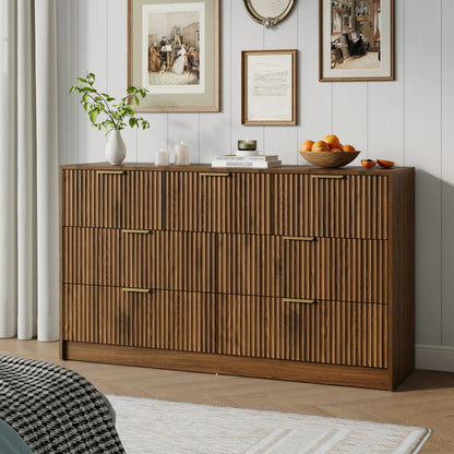YouTrend Dresser for Bedroom with 7 Drawers,Fluted Dresser with Metal Handle,Modern Chest of Drawer TV Stand,Wood Closet Clothes Storage Organizer for Living Room,Hallway