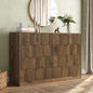 ASTUVIA 55.1" W Fluted 6 Drawer Dresser for Adult,Wooden Bedroom Dresser,Dresser TV Stand up to 65" for Living Room,Brown