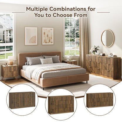 YouTrend 7 Drawer Dresser and Nightstand Sets for Bedroom,3 Piece Bedroom Dresser Set,Fluted Dressers and Nightstands, Modern Bedroom Set