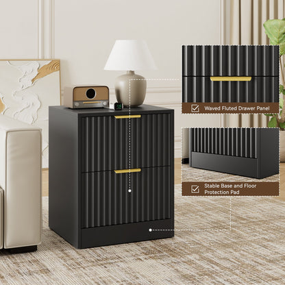 YouTrend Nightstand Set of 2 with 2 Drawers for Bedroom, Small End Table for Adults, Wooden Storage Cabinet for Living Room