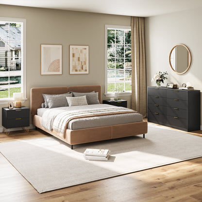 YouTrend 7 Drawer Dresser and Nightstand Sets for Bedroom,3 Piece Bedroom Dresser Set,Fluted Dressers and Nightstands, Modern Bedroom Set