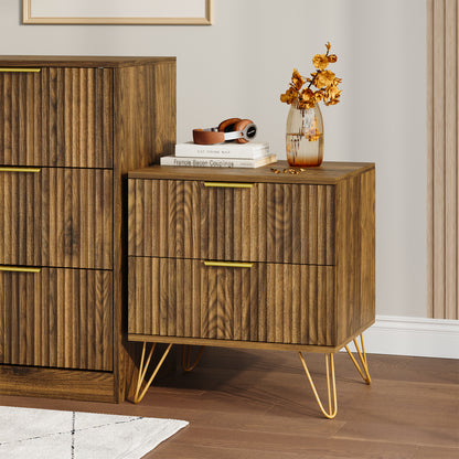 YouTrend 7 Drawer Dresser and Nightstand Sets for Bedroom,3 Piece Bedroom Dresser Set,Fluted Dressers and Nightstands, Modern Bedroom Set