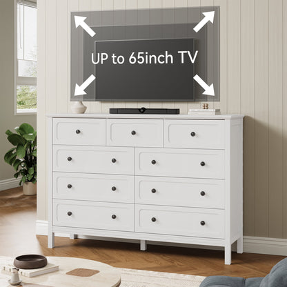 YouTrend 8-Drawer Dressers for Bedroom,55.1"Width Modern Chest of Drawer with Metal Handlesfor Living Room,Hallway,Entryway,White
