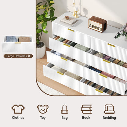 YouTrend 7 Drawer Dresser and Nightstand Sets for Bedroom,3 Piece Bedroom Dresser Set,Fluted Dressers and Nightstands, Modern Bedroom Set