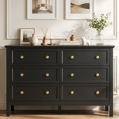 ASTUVIA White Dresser for Adult,6 Drawer Dresser for bedroom,Modern Wood Storage for Living Room