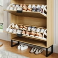 YouTrend Shoe Storage Cabinet,Shoe Rack for Entryway with 2 Flip Drawers,Shoes Storage Cabinet Organizer with Metal Legs,Natural