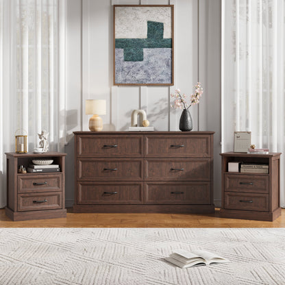 YouTrend 7 Drawer Dresser and Nightstand Sets for Bedroom,3 Piece Bedroom Dresser Set,Fluted Dressers and Nightstands, Modern Bedroom Set