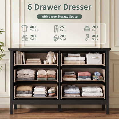 ASTUVIA White Dresser for Adult,6 Drawer Dresser for bedroom,Modern Wood Storage for Living Room