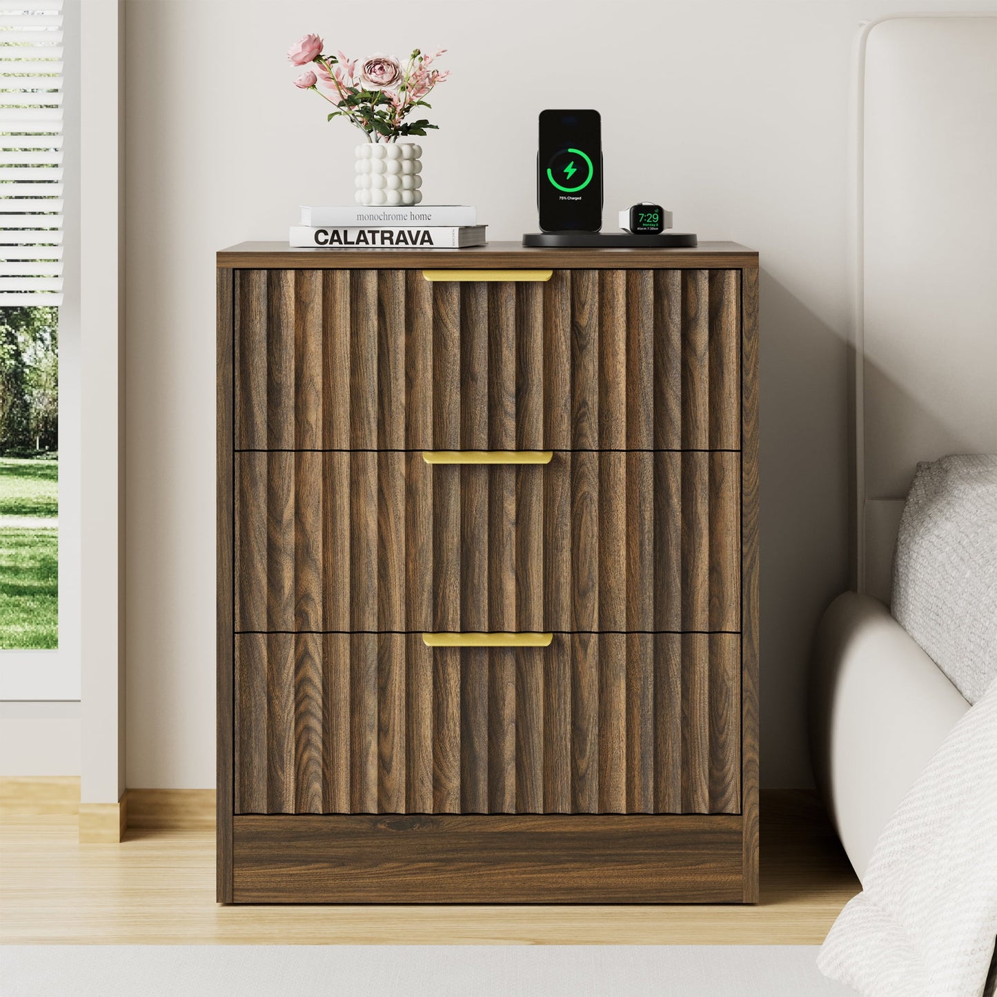 YouTrend Nightstand Set of 2 with 2 Drawers for Bedroom, Small End Table for Adults, Wooden Storage Cabinet for Living Room
